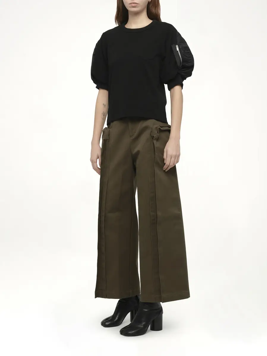 Sacai Nylon Twill x Cotton Jersey T-shirt in Black/black Black | Thumbnail 4 Sacai Nylon Twill x Cotton Jersey T-shirt in Black/black Black | Thumbnail 4