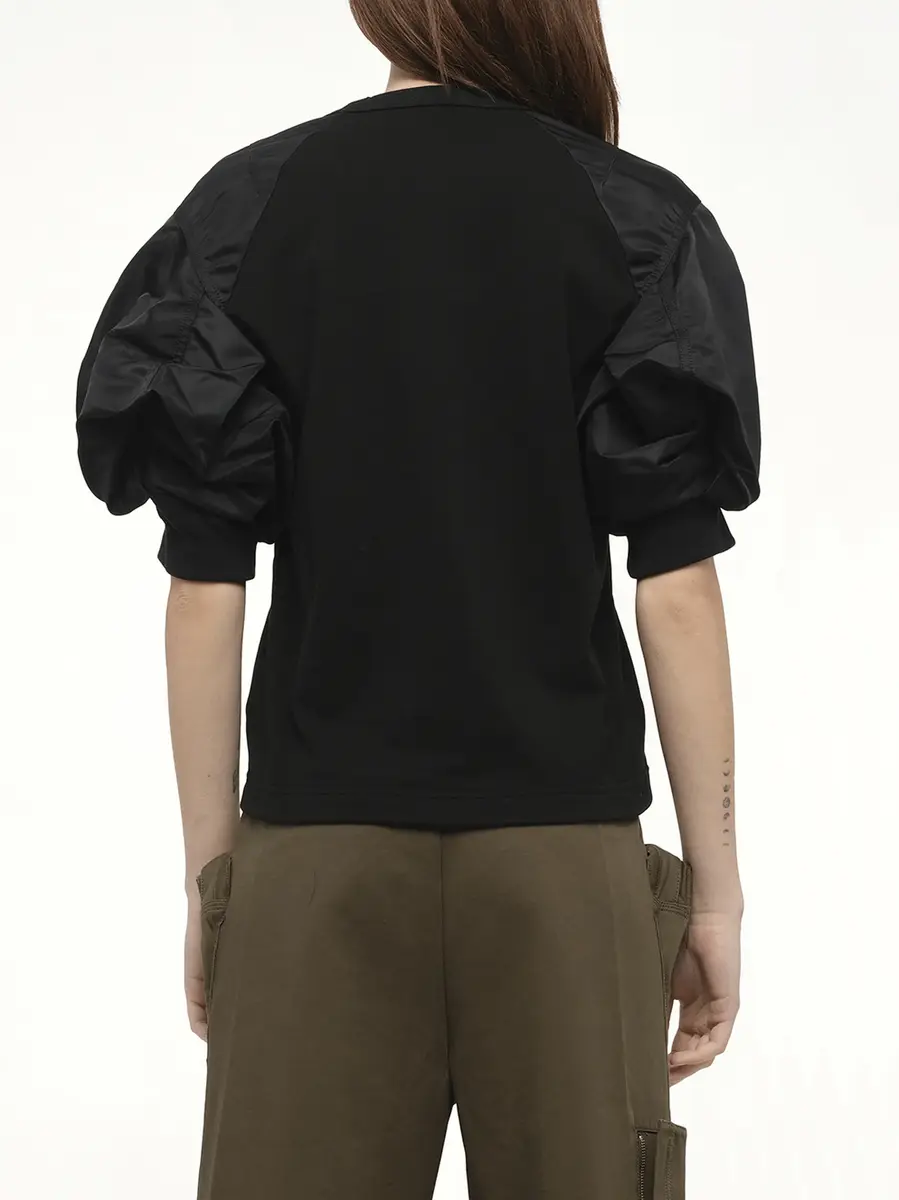 Sacai Nylon Twill x Cotton Jersey T-shirt in Black/black Black | Thumbnail 6 Sacai Nylon Twill x Cotton Jersey T-shirt in Black/black Black | Thumbnail 6