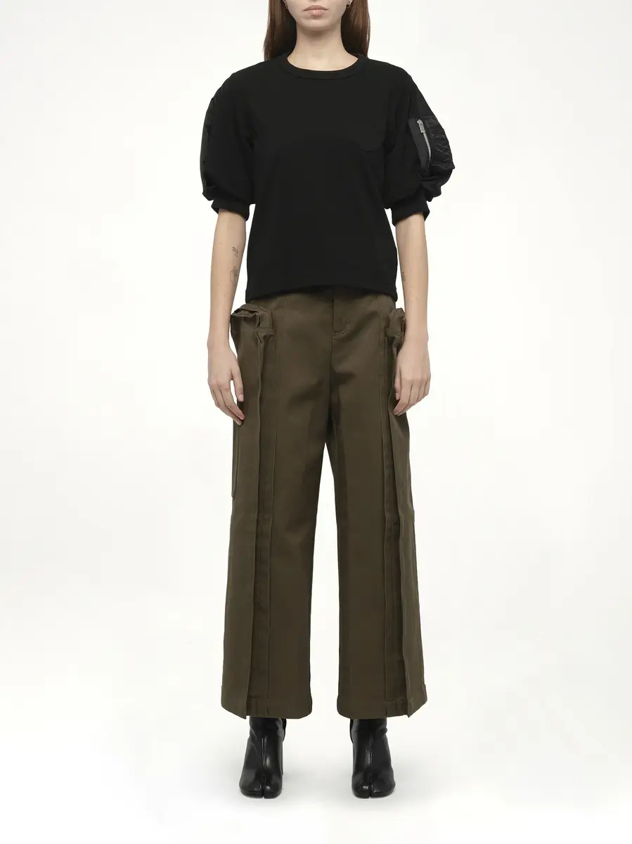 Sacai Nylon Twill x Cotton Jersey T-shirt in Black/black Black | Thumbnail 7 Sacai Nylon Twill x Cotton Jersey T-shirt in Black/black Black | Thumbnail 7