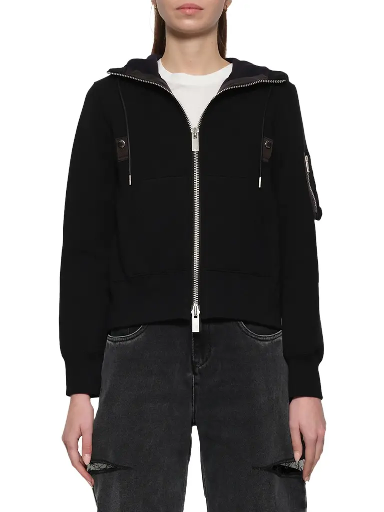 Sacai Sponge Sweat Nylon Twill Hoodie | Image 1 Sacai Sponge Sweat Nylon Twill Hoodie | Image 1
