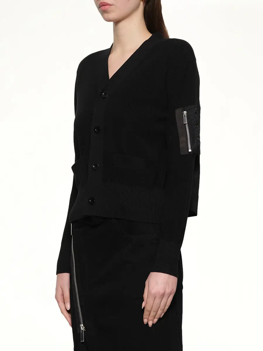 Sacai Nylon Twill x Cotton Knit Cardigan | Thumbnail 2