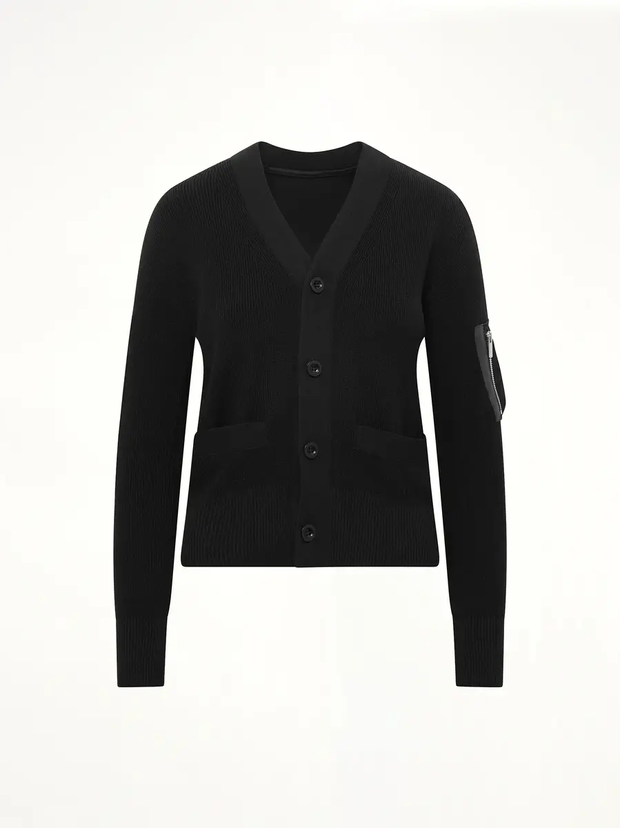 Sacai Nylon Twill x Cotton Knit Cardigan | Thumbnail 3
