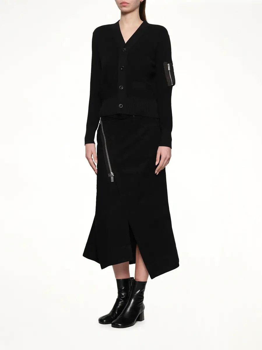 Sacai Nylon Twill x Cotton Knit Cardigan | Thumbnail 4