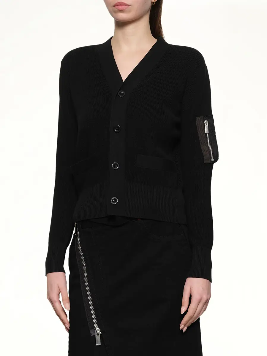 Sacai Nylon Twill x Cotton Knit Cardigan | Thumbnail 6