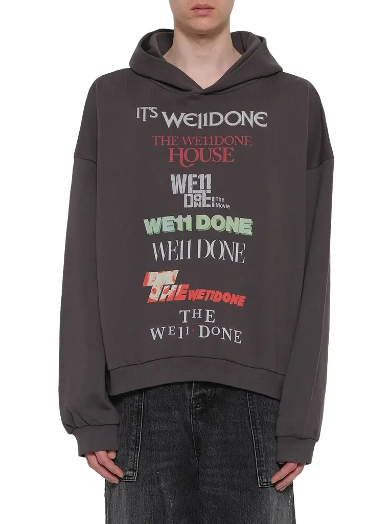 We11Done Multi Logo Print Hoodie