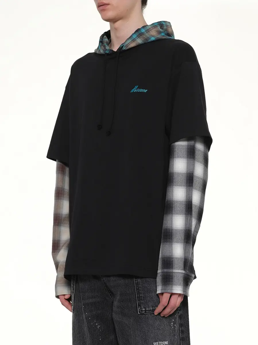 We11Done Checkered Patch Long-sleeved T-shirt | Thumbnail 2