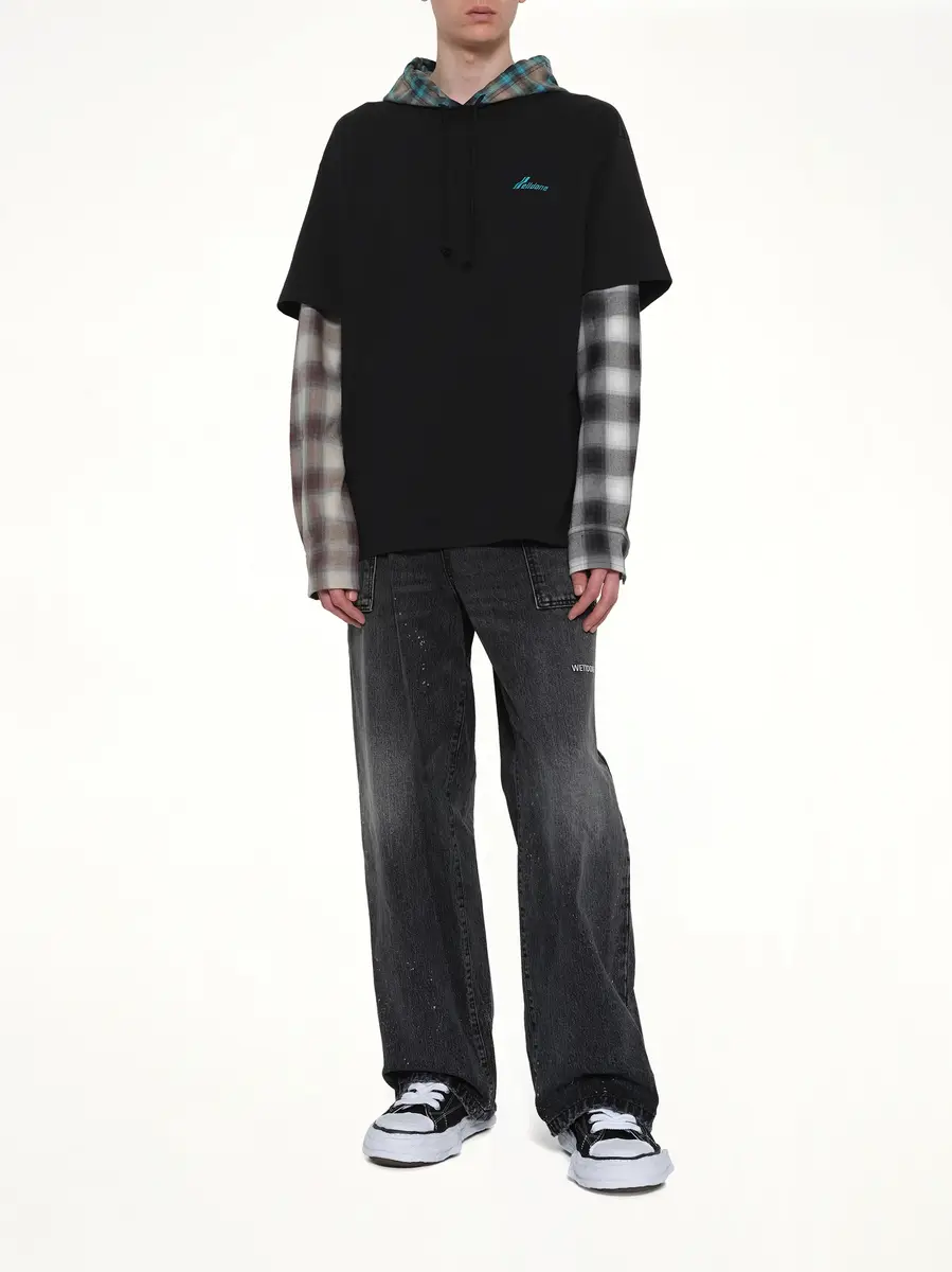 We11Done Checkered Patch Long-sleeved T-shirt | Thumbnail 4