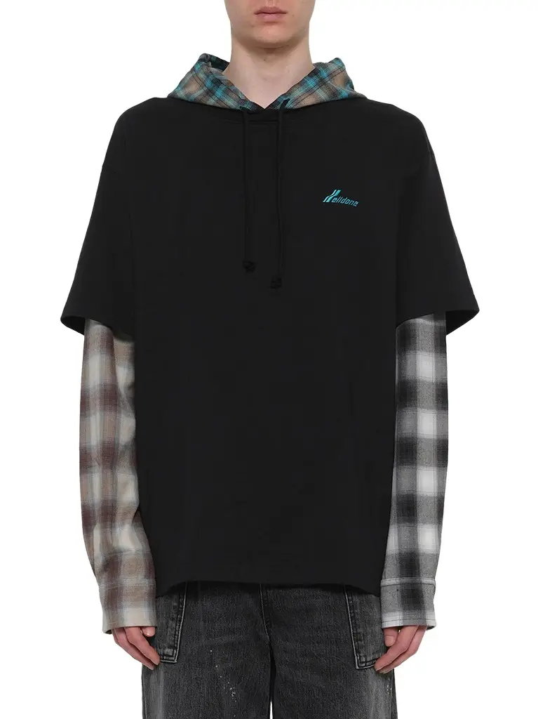We11Done Checkered Patch Long-sleeved T-shirt