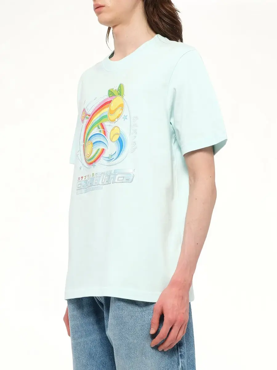 Casablanca Manga Tennis Ball T-shirt in Pale Blue | Thumbnail 2
