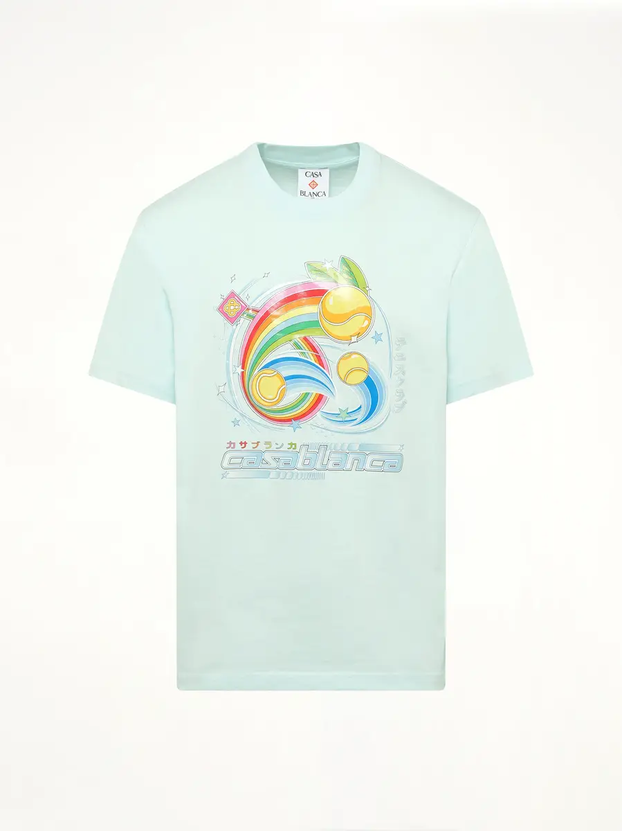 Casablanca Manga Tennis Ball T-shirt in Pale Blue | Thumbnail 3
