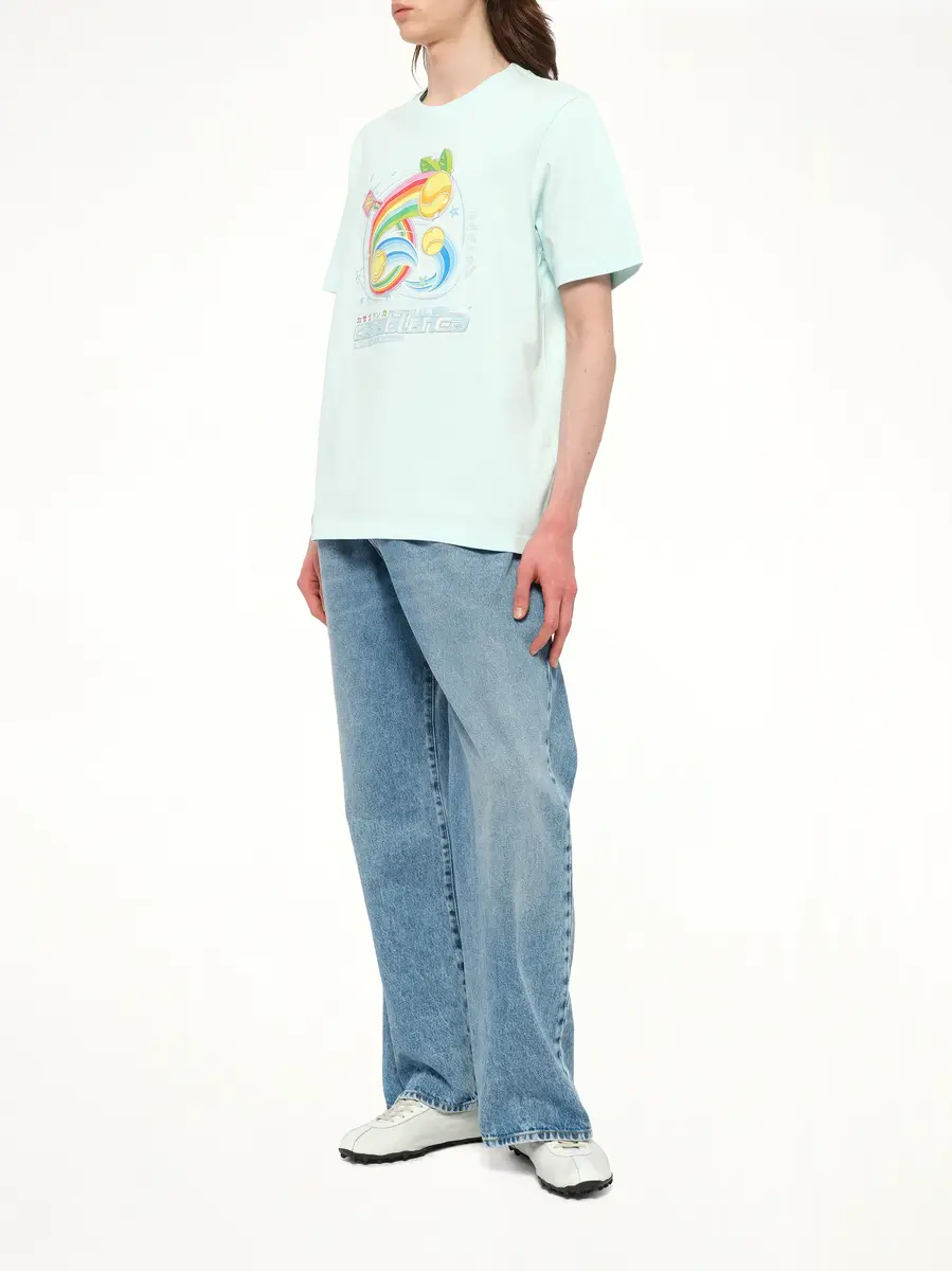 Casablanca Manga Tennis Ball T-shirt in Pale Blue | Thumbnail 4