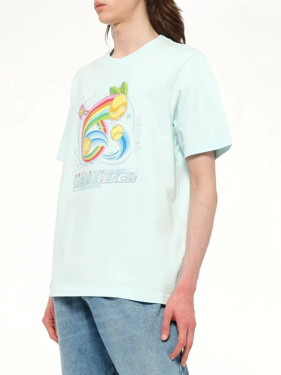Casablanca Manga Tennis Ball T-shirt in Pale Blue | Thumbnail 6