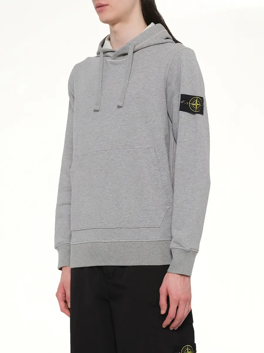 Stone Island 6100062 Organic Cotton Hoodie in Melange Grey | Thumbnail 2 Stone Island 6100062 Organic Cotton Hoodie in Melange Grey | Thumbnail 2