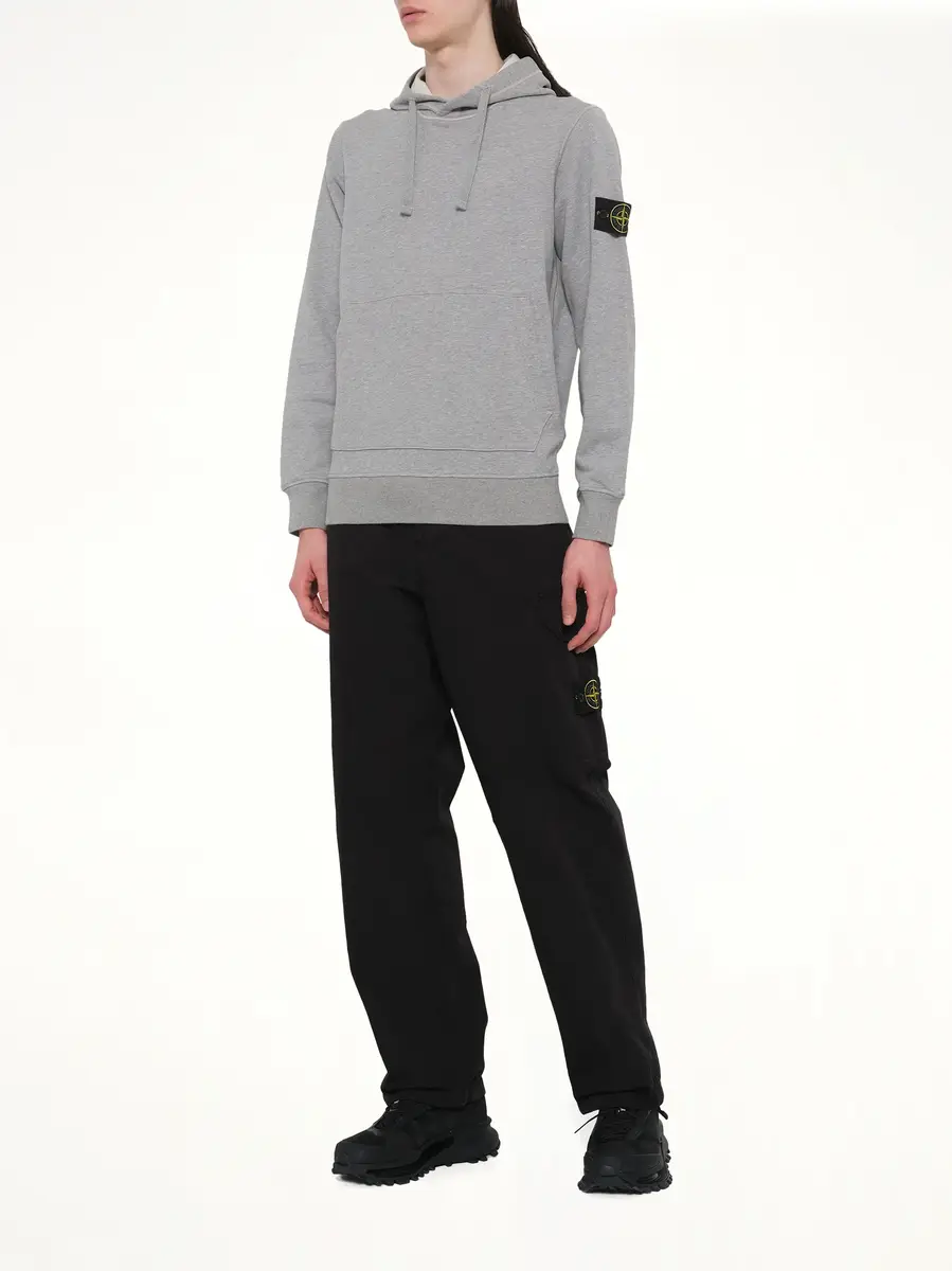 Stone Island 6100062 Organic Cotton Hoodie in Melange Grey | Thumbnail 4 Stone Island 6100062 Organic Cotton Hoodie in Melange Grey | Thumbnail 4
