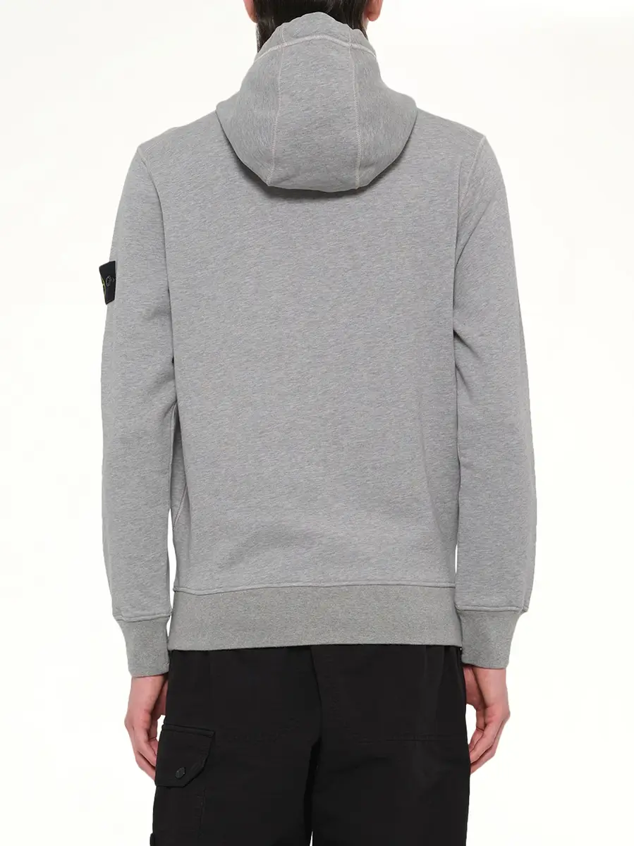 Stone Island 6100062 Organic Cotton Hoodie in Melange Grey | Thumbnail 5 Stone Island 6100062 Organic Cotton Hoodie in Melange Grey | Thumbnail 5