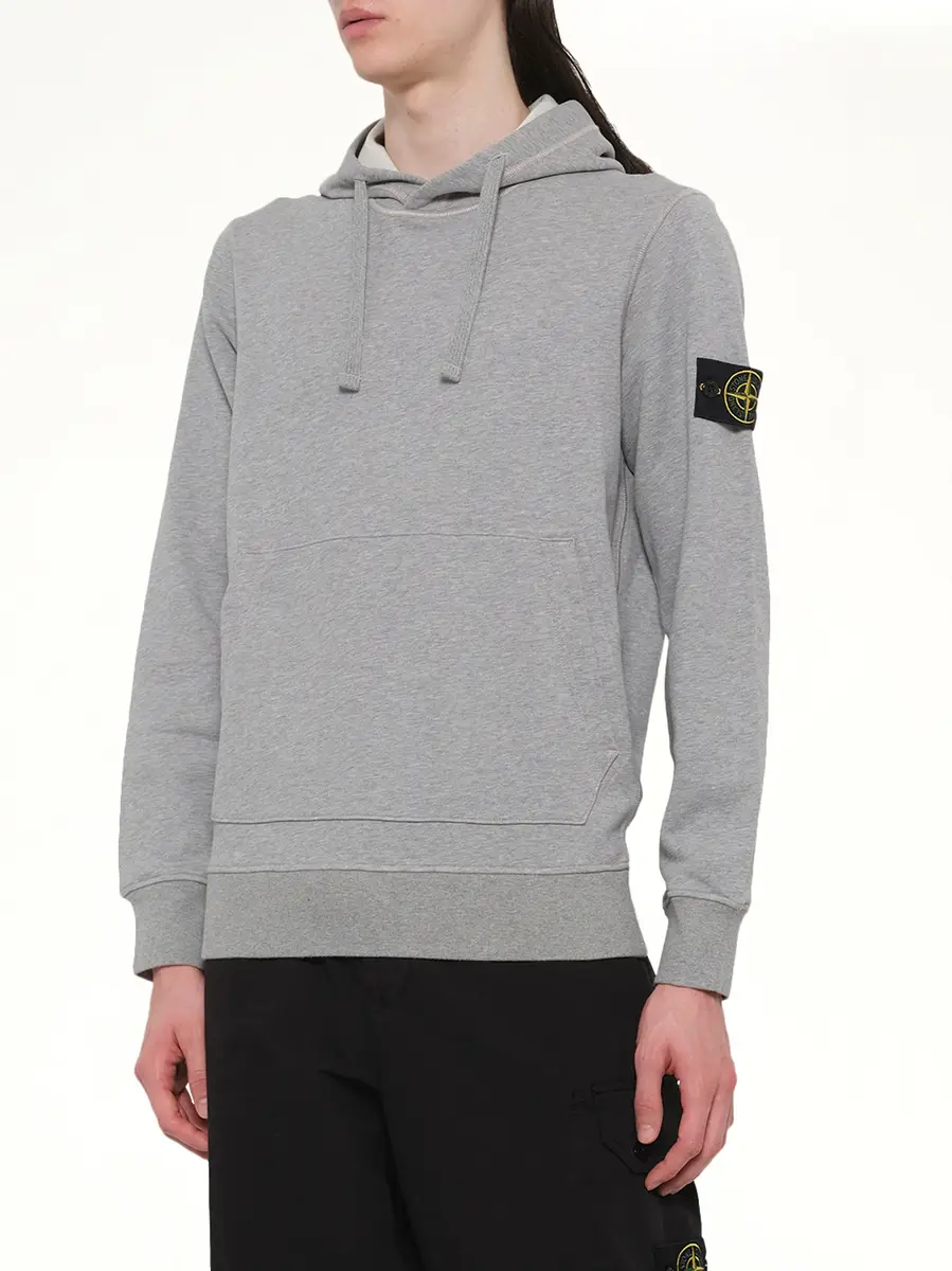 Stone Island 6100062 Organic Cotton Hoodie in Melange Grey | Thumbnail 6 Stone Island 6100062 Organic Cotton Hoodie in Melange Grey | Thumbnail 6