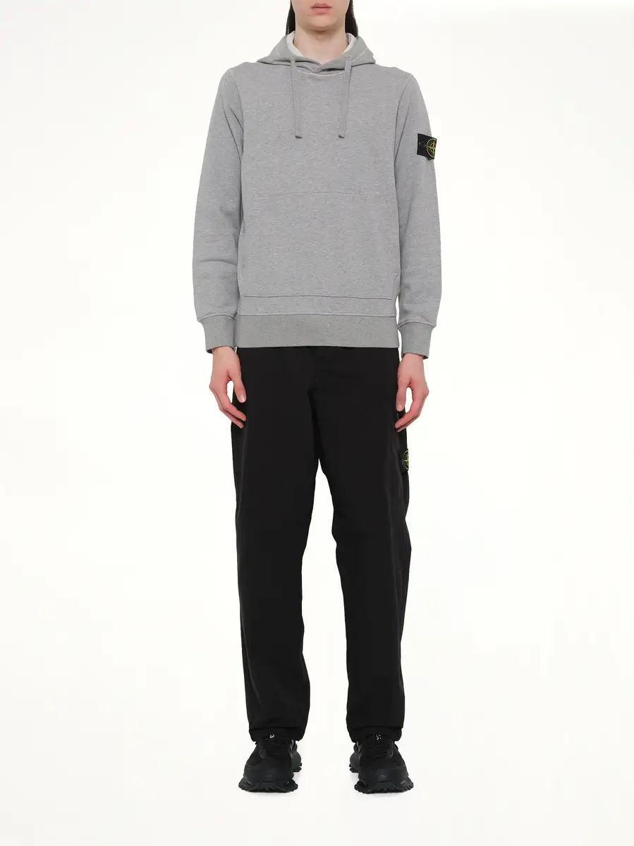 Stone Island 6100062 Organic Cotton Hoodie in Melange Grey | Thumbnail 7 Stone Island 6100062 Organic Cotton Hoodie in Melange Grey | Thumbnail 7