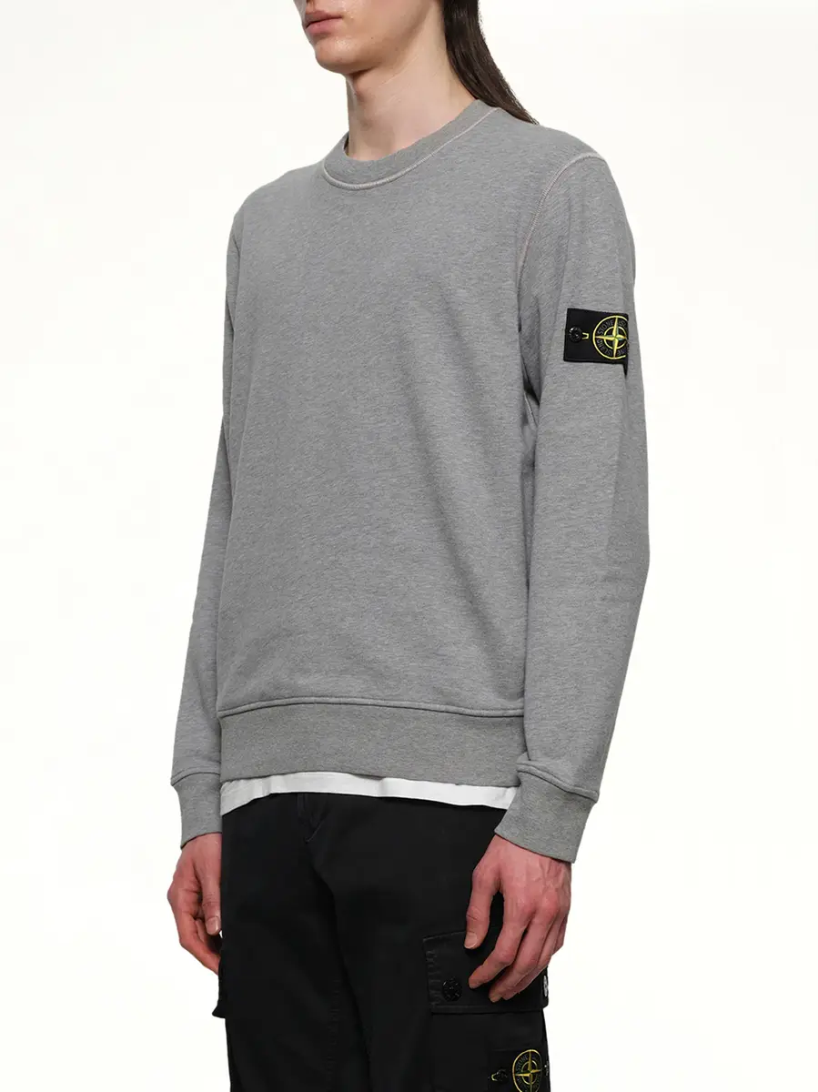 Stone Island 6100060 Organic Cotton Sweatshirt in Melange Grey | Thumbnail 2 Stone Island 6100060 Organic Cotton Sweatshirt in Melange Grey | Thumbnail 2