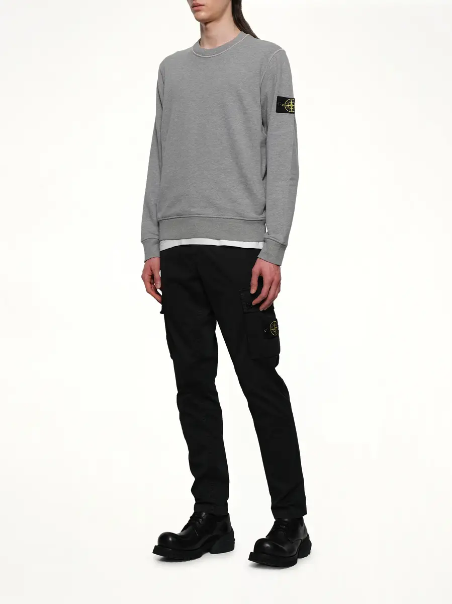 Stone Island 6100060 Organic Cotton Sweatshirt in Melange Grey | Thumbnail 4 Stone Island 6100060 Organic Cotton Sweatshirt in Melange Grey | Thumbnail 4