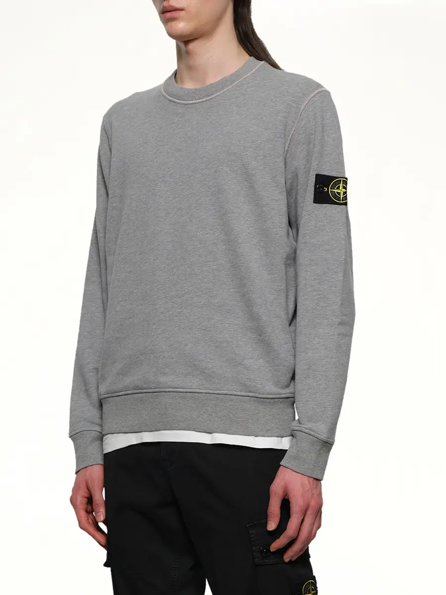 Stone Island 6100060 Organic Cotton Sweatshirt in Melange Grey | Thumbnail 5 Stone Island 6100060 Organic Cotton Sweatshirt in Melange Grey | Thumbnail 5
