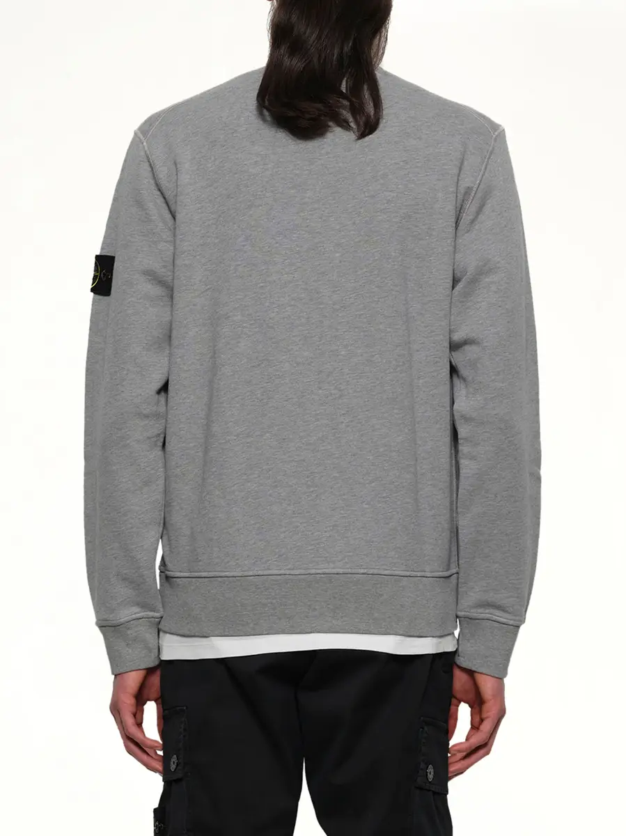 Stone Island 6100060 Organic Cotton Sweatshirt in Melange Grey | Thumbnail 6 Stone Island 6100060 Organic Cotton Sweatshirt in Melange Grey | Thumbnail 6