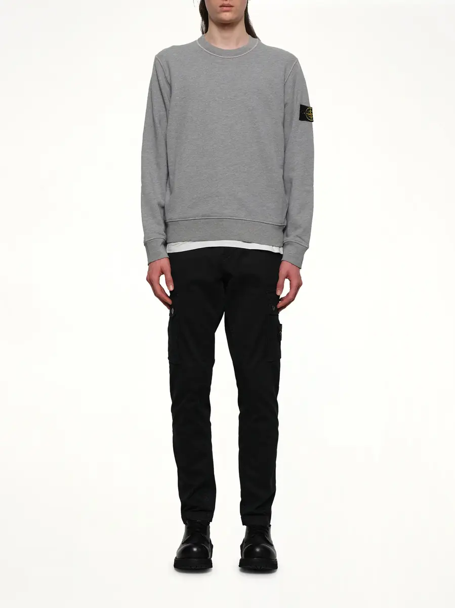 Stone Island 6100060 Organic Cotton Sweatshirt in Melange Grey | Thumbnail 7 Stone Island 6100060 Organic Cotton Sweatshirt in Melange Grey | Thumbnail 7