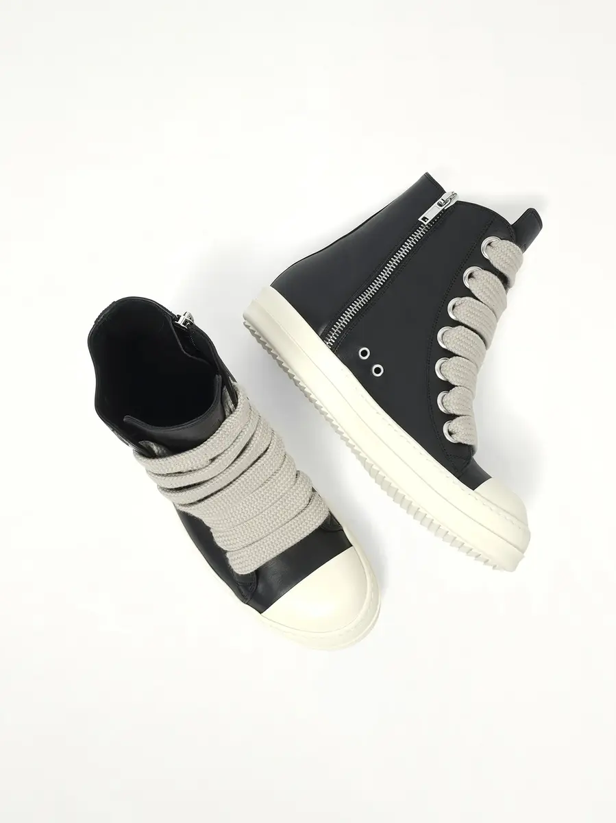 Rick Owens Jumbolace Sneaks in Black/milk/milk Black | Thumbnail 2 Rick Owens Jumbolace Sneaks in Black/milk/milk Black | Thumbnail 2
