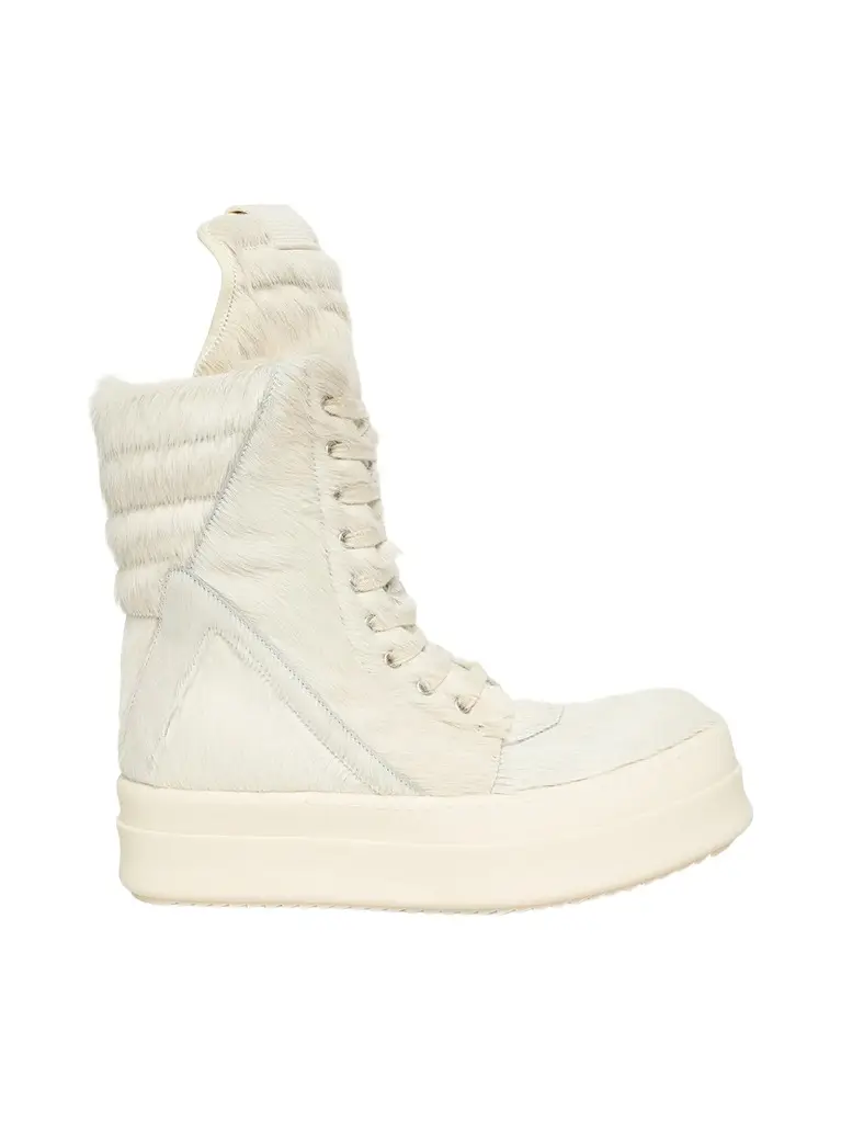 Rick Owens Fur Megageobasket in Milk Milk/milk/milk