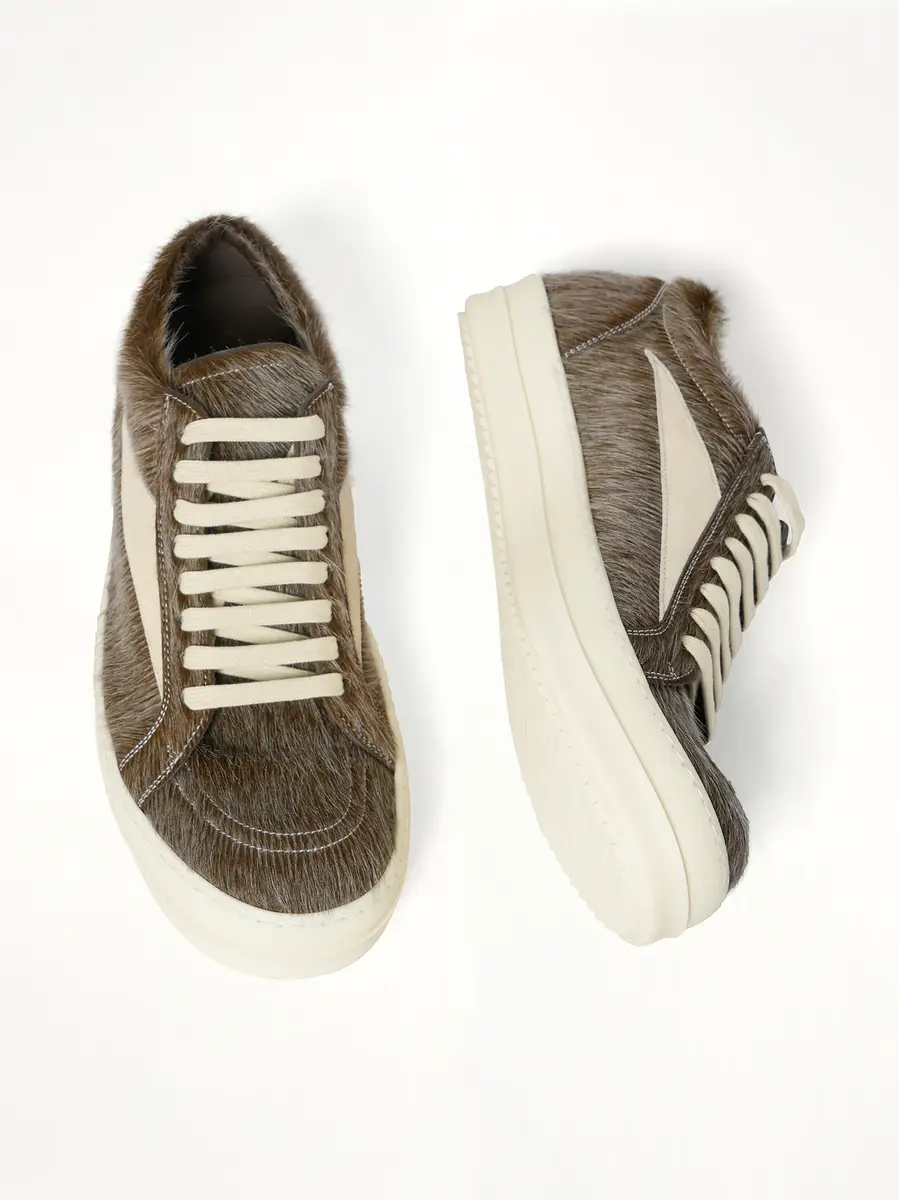 Rick Owens Fur Vintage Sneaks in Indigo/milk | Thumbnail 4 Rick Owens Fur Vintage Sneaks in Indigo/milk | Thumbnail 4