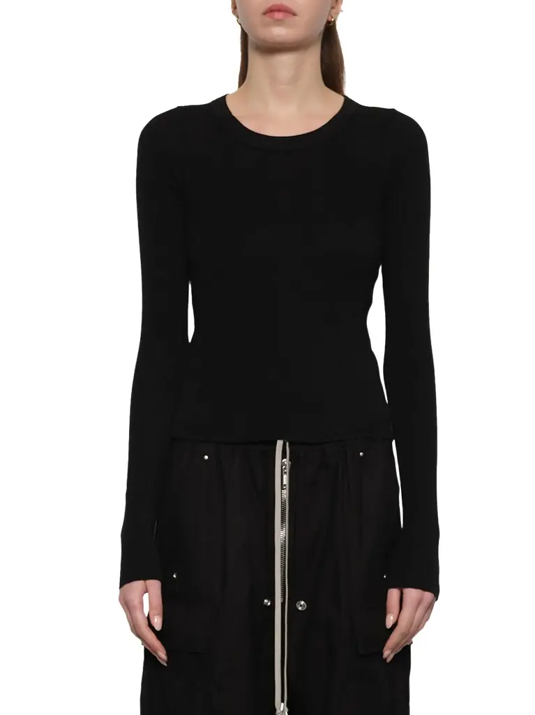 Rick Owens Cropped Rib Long Sleeve T | Image 1 Rick Owens Cropped Rib Long Sleeve T | Image 1