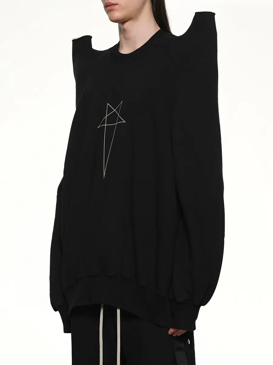 RICK OWENS DRKSHDW Pentagram Tec Sweat in Black/pearl | Thumbnail 2 RICK OWENS DRKSHDW Pentagram Tec Sweat in Black/pearl | Thumbnail 2