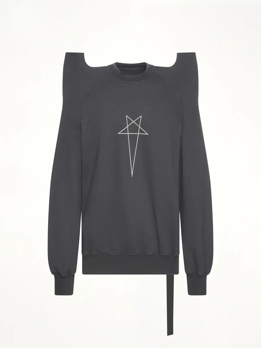RICK OWENS DRKSHDW Pentagram Tec Sweat in Black/pearl | Thumbnail 3 RICK OWENS DRKSHDW Pentagram Tec Sweat in Black/pearl | Thumbnail 3