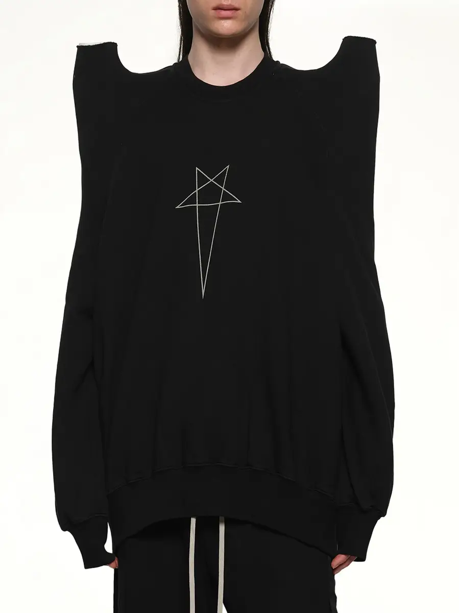 RICK OWENS DRKSHDW Pentagram Tec Sweat in Black/pearl | Thumbnail 6 RICK OWENS DRKSHDW Pentagram Tec Sweat in Black/pearl | Thumbnail 6