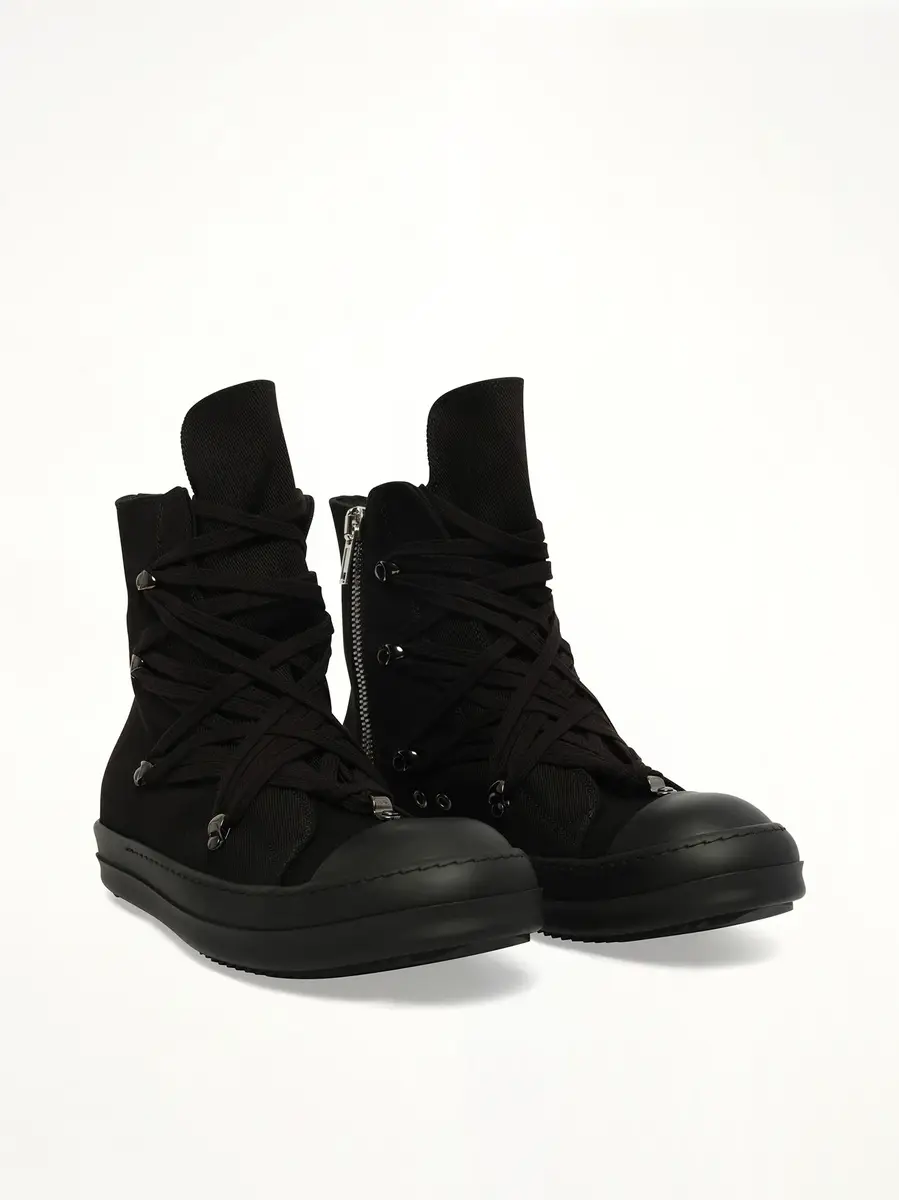 RICK OWENS DRKSHDW Megalace Sneaks in All Black | Thumbnail 3 RICK OWENS DRKSHDW Megalace Sneaks in All Black | Thumbnail 3