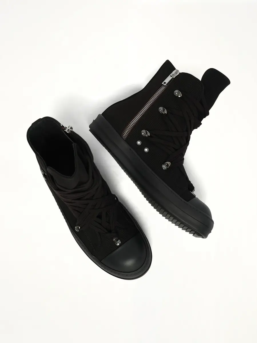RICK OWENS DRKSHDW Megalace Sneaks in All Black | Thumbnail 4 RICK OWENS DRKSHDW Megalace Sneaks in All Black | Thumbnail 4