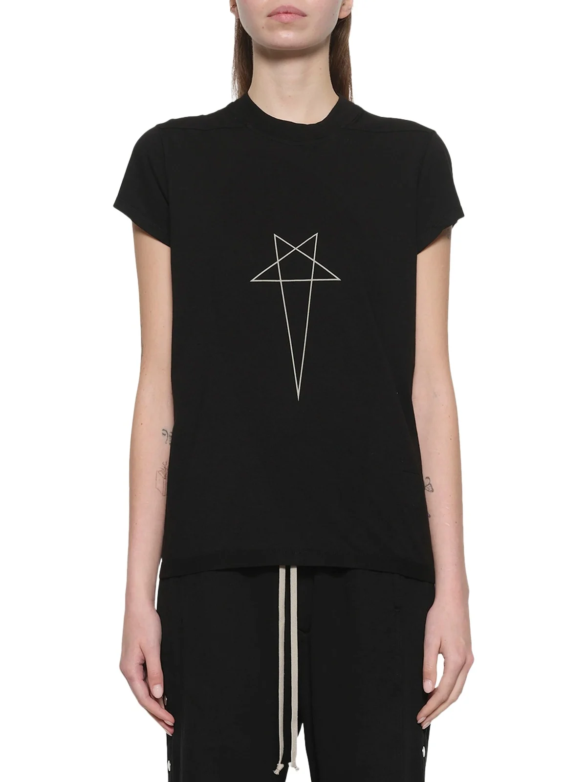 RICK OWENS DRKSHDW Penta Small Level T-shirt in Black/pearl