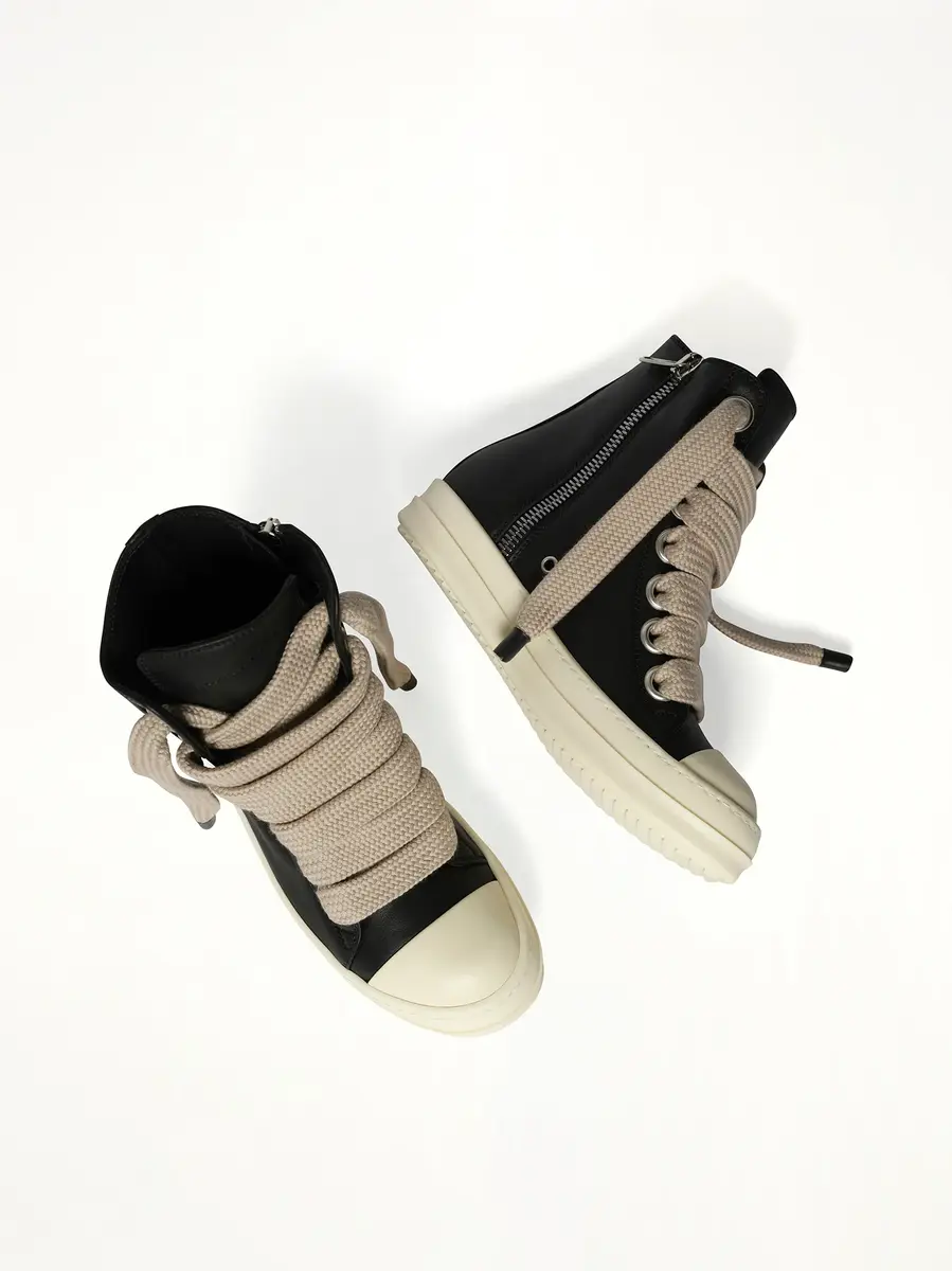 Rick Owens Jumbolace Sneaks in Black/milk/milk Black | Thumbnail 4