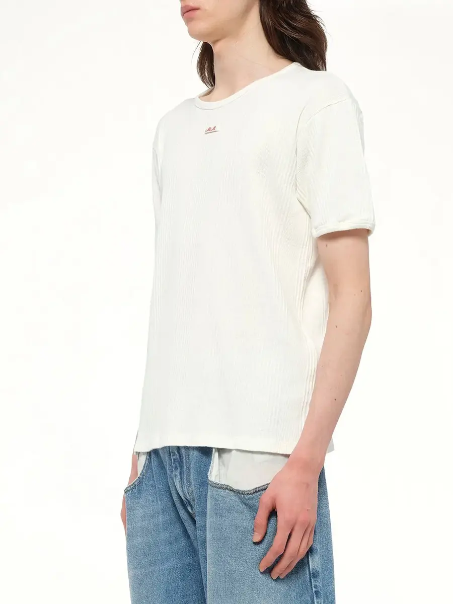 Maison Margiela Rib T-shirt in Off White | Thumbnail 2 Maison Margiela Rib T-shirt in Off White | Thumbnail 2