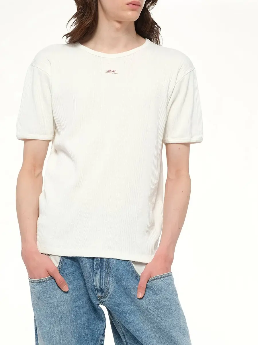 Maison Margiela Rib T-shirt in Off White | Thumbnail 6 Maison Margiela Rib T-shirt in Off White | Thumbnail 6