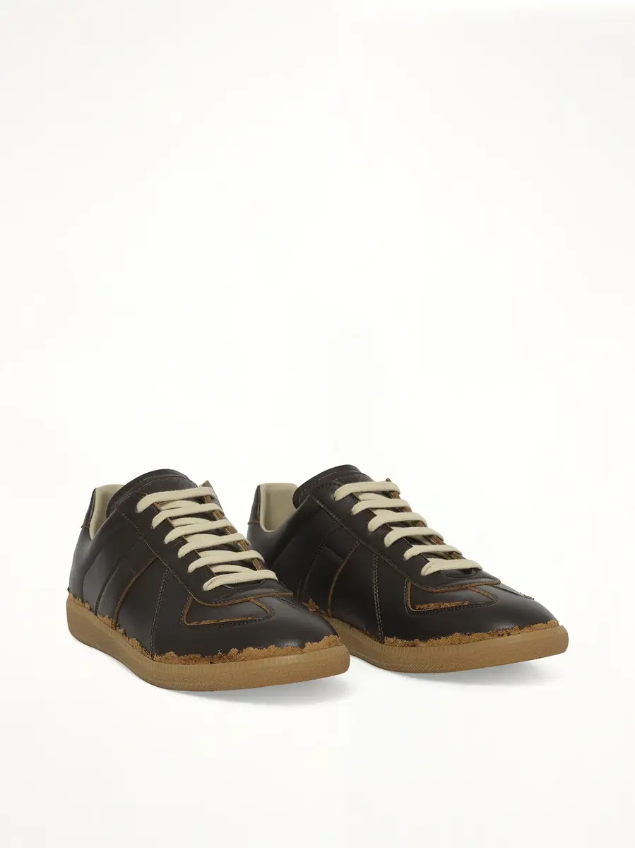 Maison Margiela Replica Leather Sneaker in Dark Brown/camel | Thumbnail 3 Maison Margiela Replica Leather Sneaker in Dark Brown/camel | Thumbnail 3