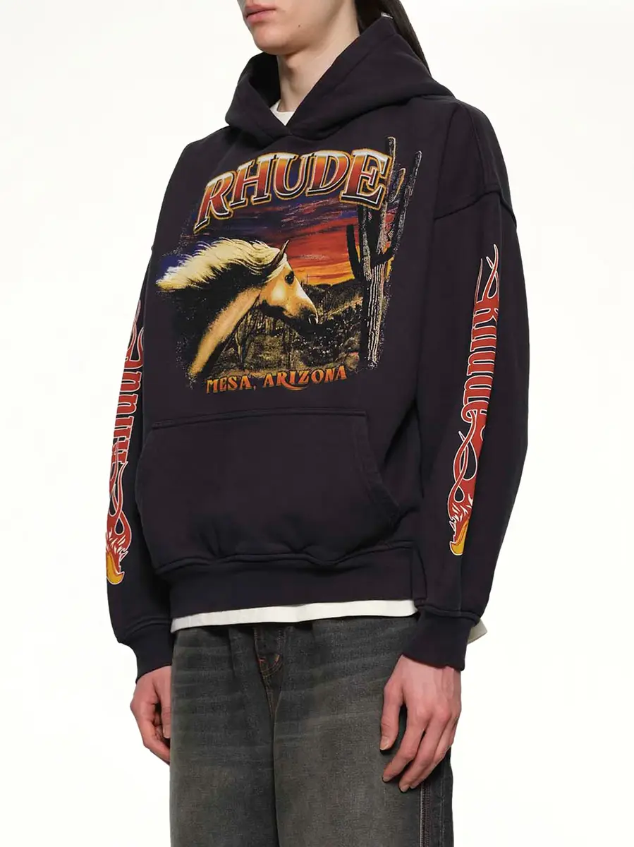 Rhude Mesa Stallion Hoodie in Vintage Black/red | Thumbnail 2