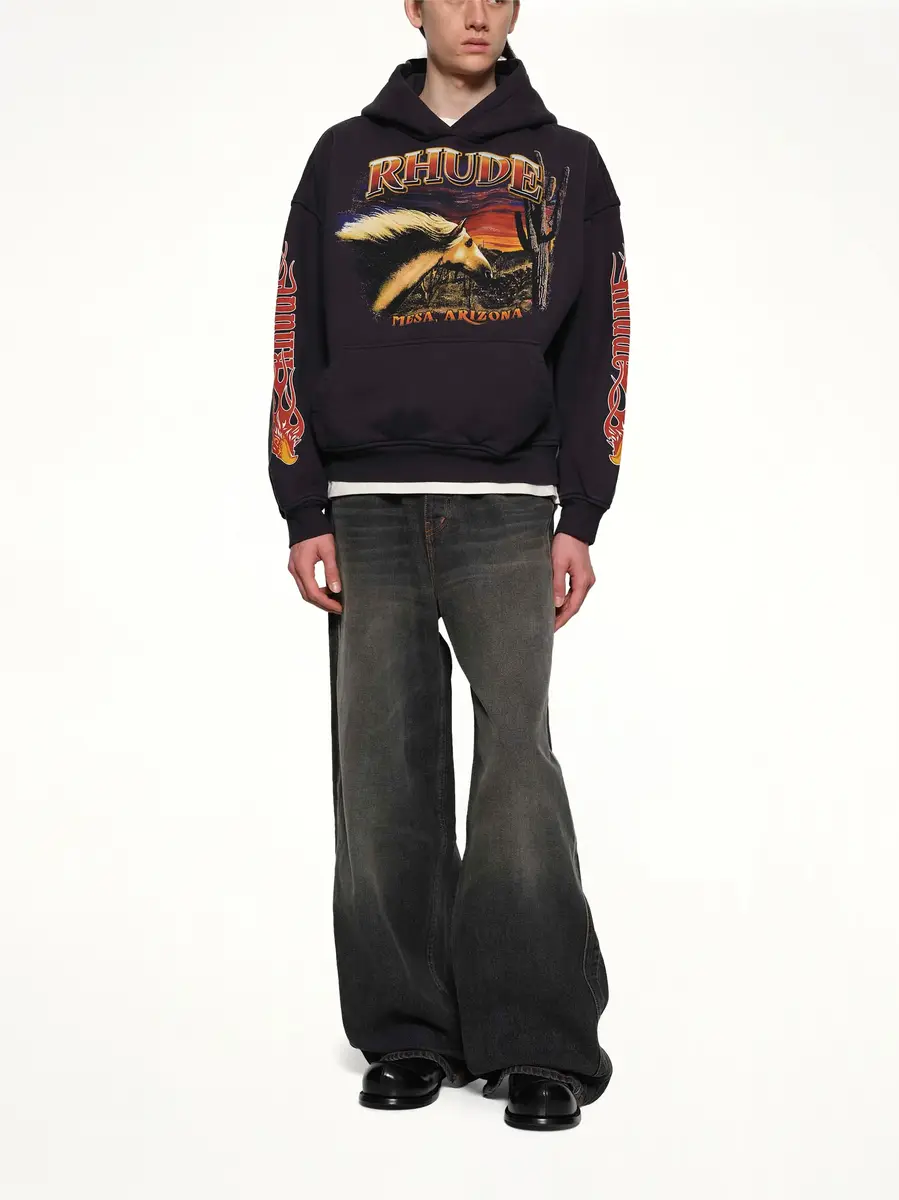 Rhude Mesa Stallion Hoodie in Vintage Black/red | Thumbnail 4