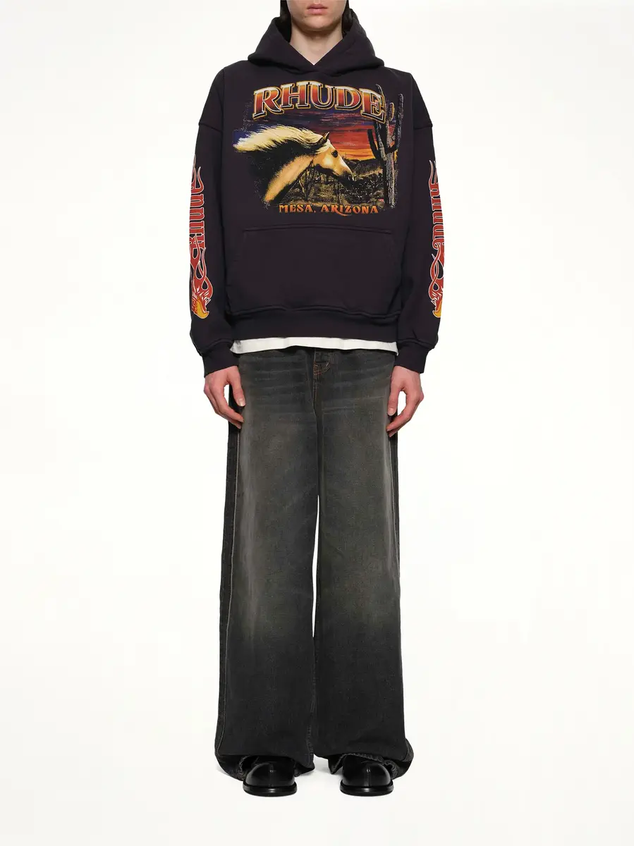 Rhude Mesa Stallion Hoodie in Vintage Black/red | Thumbnail 7