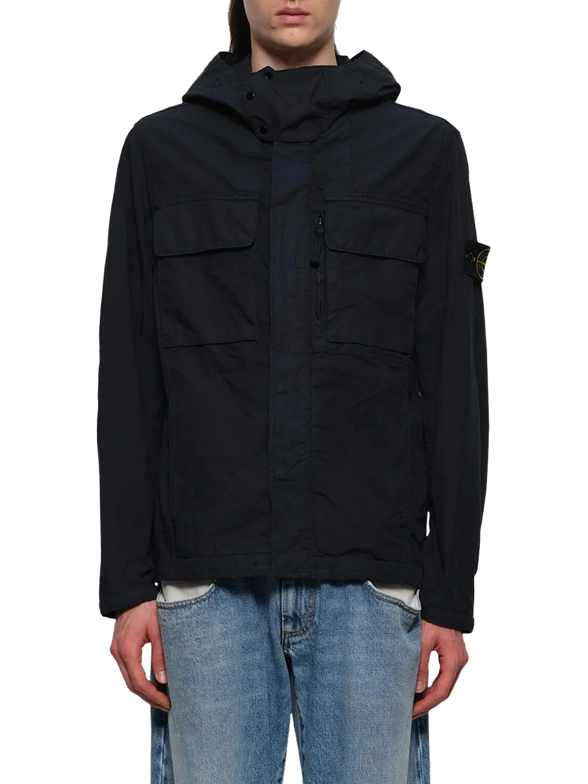 Stone Island Q10001 Short Parka in Navy Blue