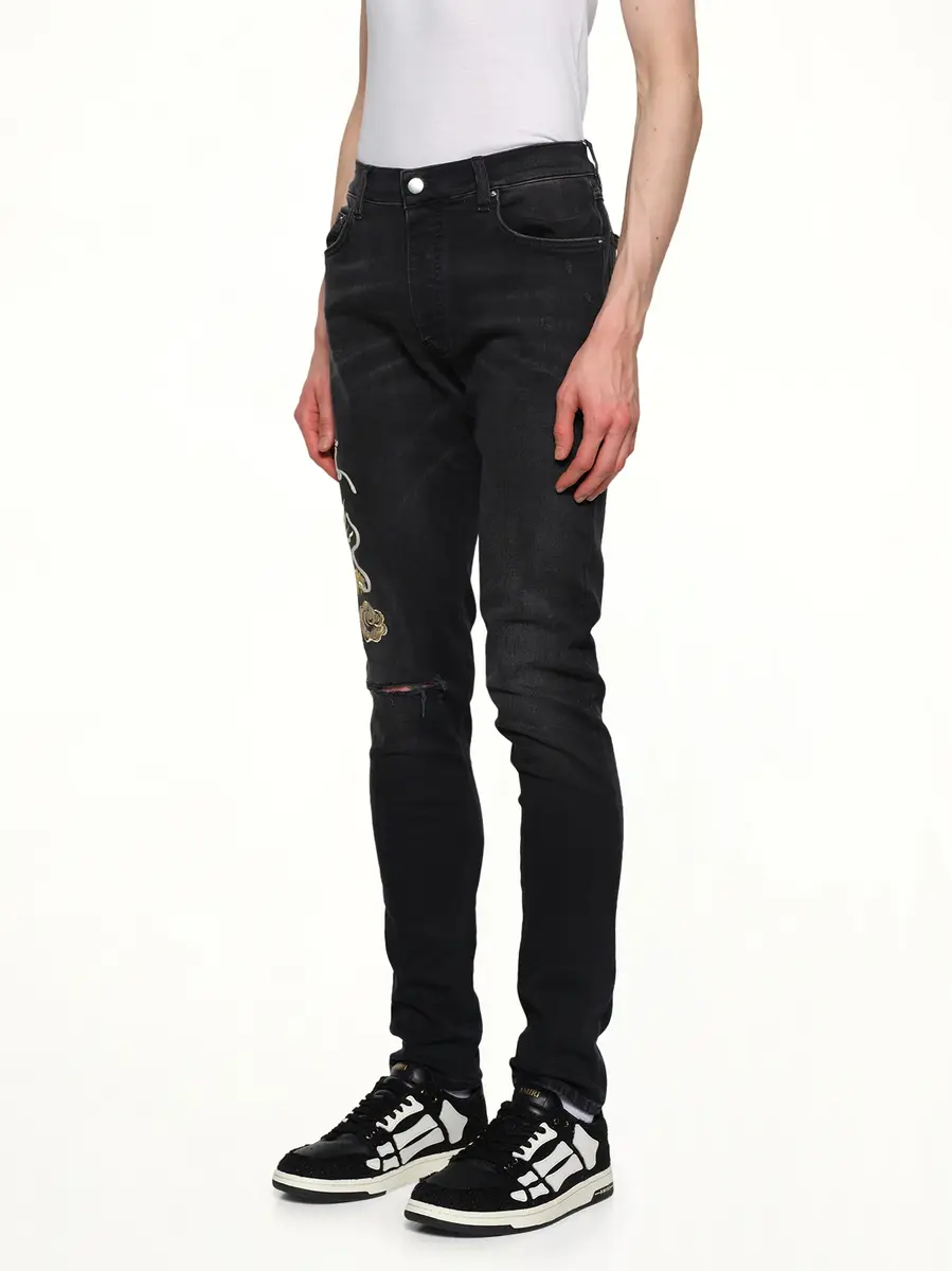 AMIRI Amiri Dragon Repair Slim Jean in Dust Black | Thumbnail 2 AMIRI Amiri Dragon Repair Slim Jean in Dust Black | Thumbnail 2