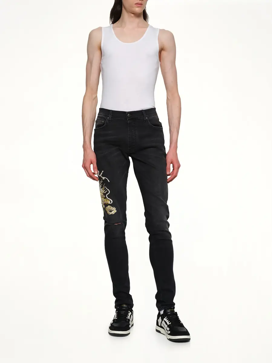 AMIRI Amiri Dragon Repair Slim Jean in Dust Black | Thumbnail 4 AMIRI Amiri Dragon Repair Slim Jean in Dust Black | Thumbnail 4