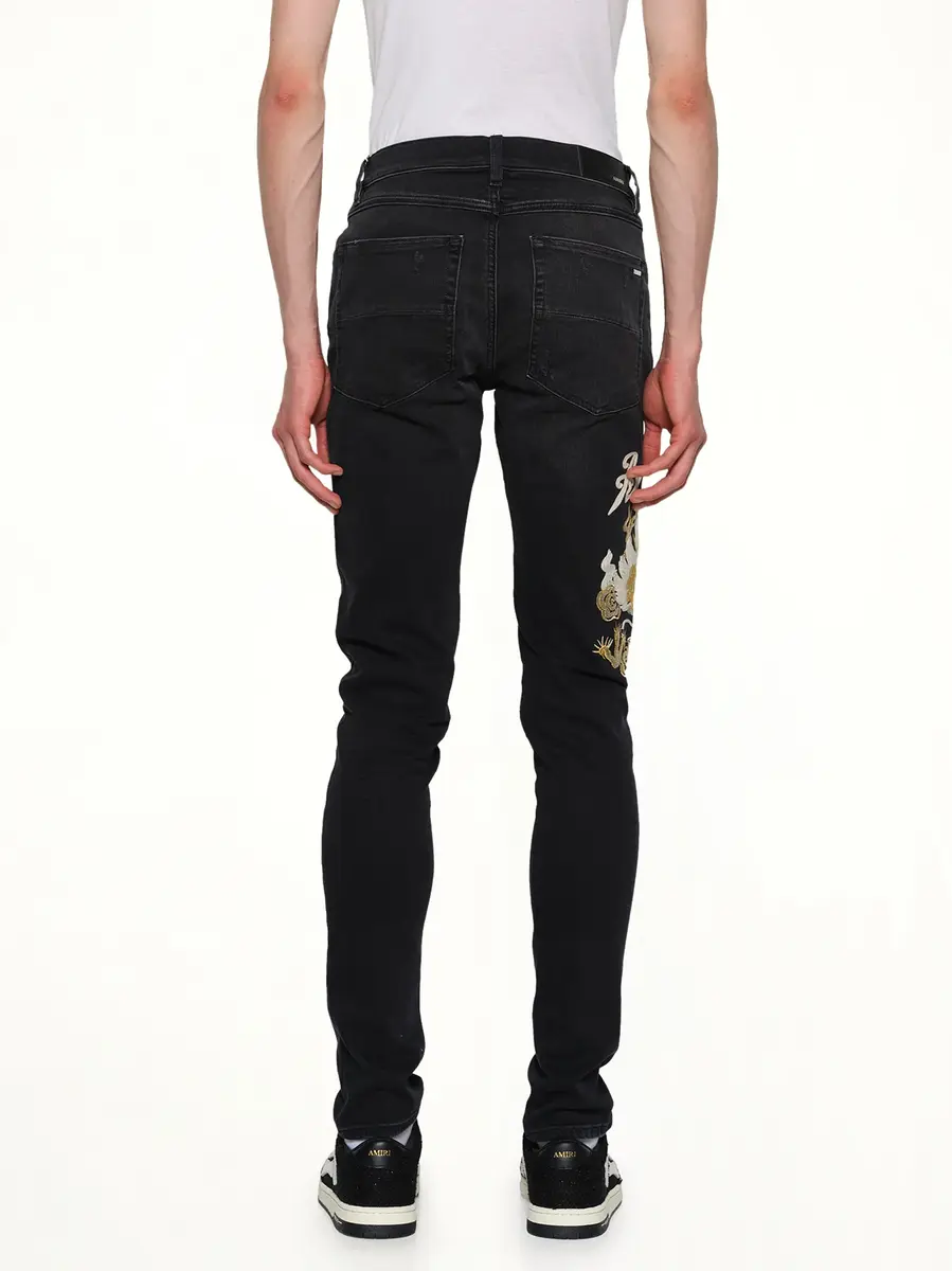 AMIRI Amiri Dragon Repair Slim Jean in Dust Black | Thumbnail 5 AMIRI Amiri Dragon Repair Slim Jean in Dust Black | Thumbnail 5