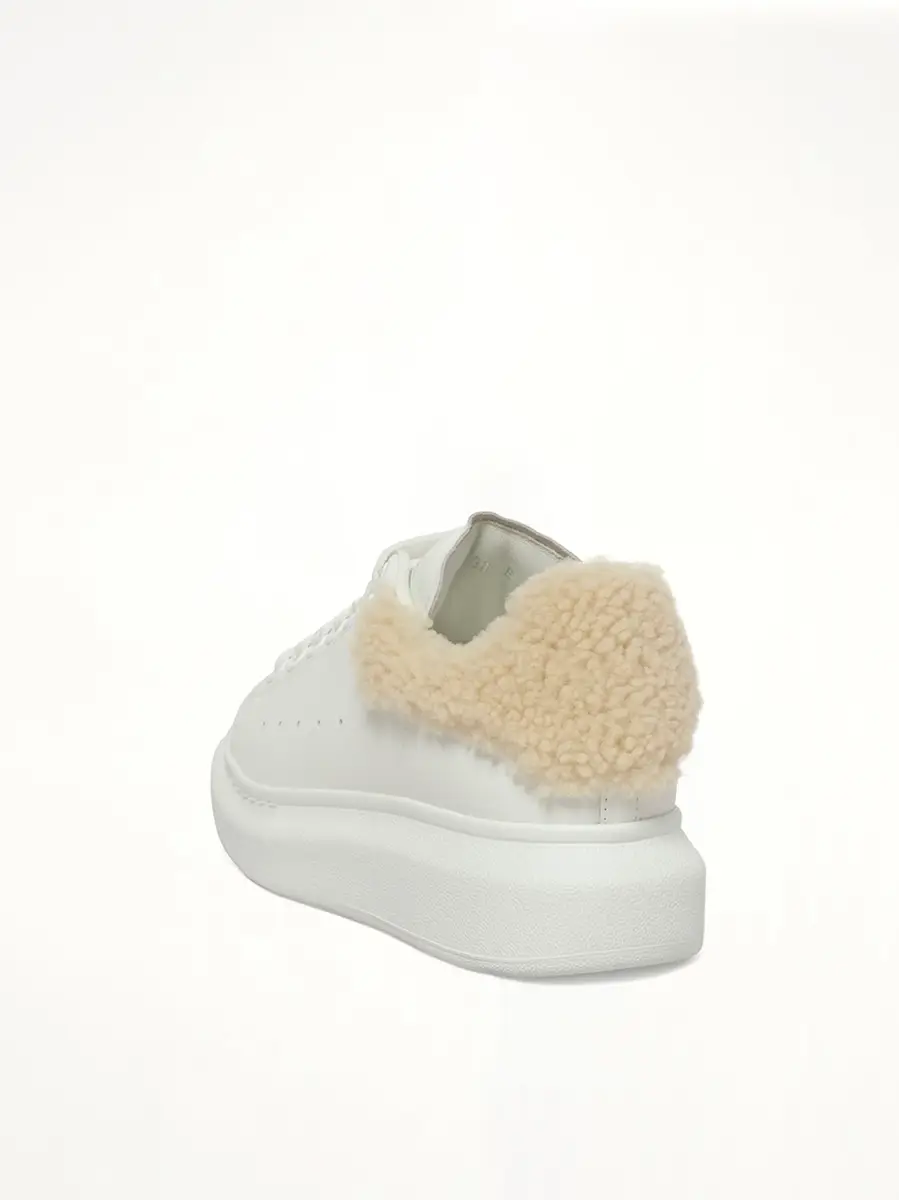 Alexander McQueen Larry Fur Heel Sneaker in White/beige | Thumbnail 2 Alexander McQueen Larry Fur Heel Sneaker in White/beige | Thumbnail 2