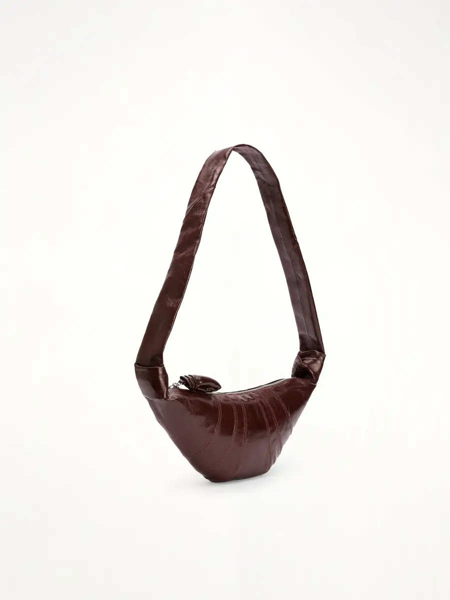 Lemaire Croissant Small Coated Cotton Bag in Chocolate Fondant | Thumbnail 3 Lemaire Croissant Small Coated Cotton Bag in Chocolate Fondant | Thumbnail 3