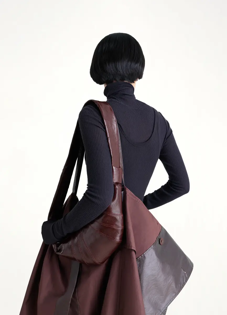Lemaire Croissant Small Coated Cotton Bag in Chocolate Fondant | Thumbnail 4 Lemaire Croissant Small Coated Cotton Bag in Chocolate Fondant | Thumbnail 4